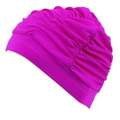 2019 Sexy Swimming Cap Womens Long Hair Swim Hat  Outdoor activities Solid Cap  Bathing  Drape Stretch Sports Seaside Fold Girls