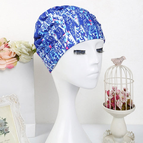 2019 Sexy Swimming Cap Womens Long Hair Swim Hat  Outdoor activities Solid Cap  Bathing  Drape Stretch Sports Seaside Fold Girls