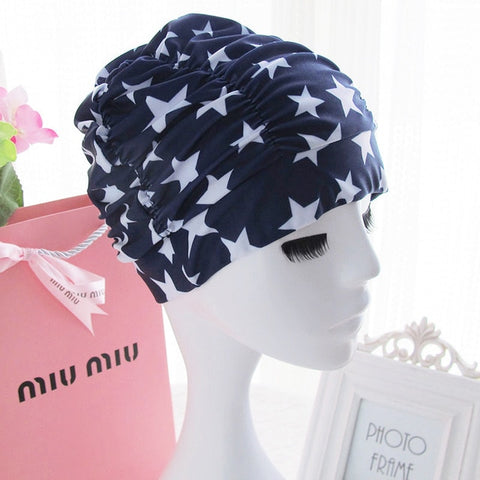 2019 Sexy Swimming Cap Womens Long Hair Swim Hat  Outdoor activities Solid Cap  Bathing  Drape Stretch Sports Seaside Fold Girls