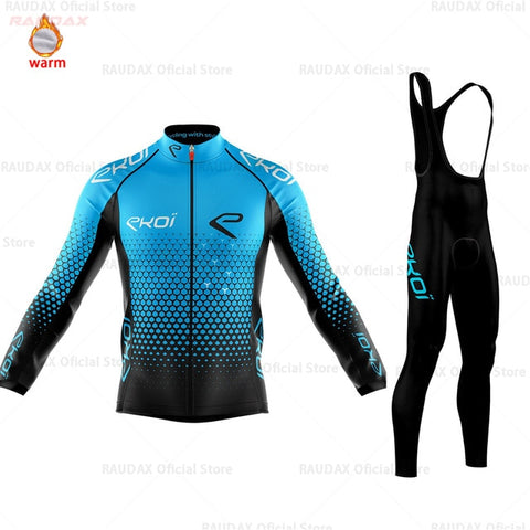 Cycling Jersey 2020 Pro Team Ekoi Winter Fleece Cycling Clothing MTB Cycling Bib Pants Set Ropa Ciclismo Triathlon Cycling Kit