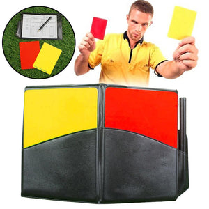 Fluorescent Red Yellow Card with Leather Wallet Pencil Recording Paper Soccer Referee Recording Red Yellow Cards