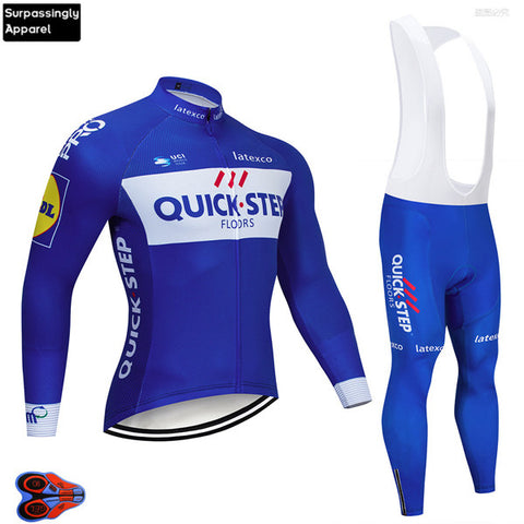 2019 Newest BLACK QUICK STEP Cycling Clothing Bike Jersey Mens Bicycle Clothes Autumn Team Cycling Jersey 9D Gel Bike Pants Set