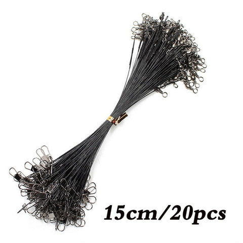 20PCS Anti Bite Steel Fishing Line Steel Wire Leader With Swivel Fishing Accessory Lead Core Leash Fishing Wire 15CM-50CM