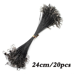 20PCS Anti Bite Steel Fishing Line Steel Wire Leader With Swivel Fishing Accessory Lead Core Leash Fishing Wire 15CM-50CM