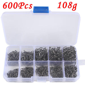 100-600pcs/Box High Carbon Steel Fishing hooks Mixed Size Barbed jig hook Carp Fishing Jig Head for Fly fishing Accessories