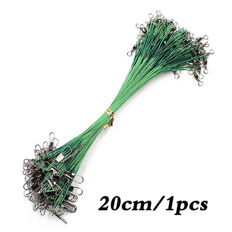 20PCS Anti Bite Steel Fishing Line Steel Wire Leader With Swivel Fishing Accessory Lead Core Leash Fishing Wire 15CM-50CM