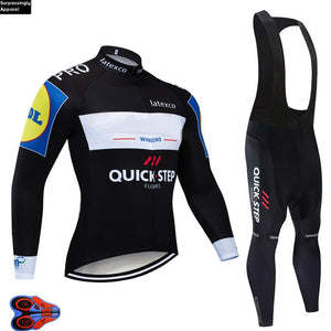 2019 Newest BLACK QUICK STEP Cycling Clothing Bike Jersey Mens Bicycle Clothes Autumn Team Cycling Jersey 9D Gel Bike Pants Set