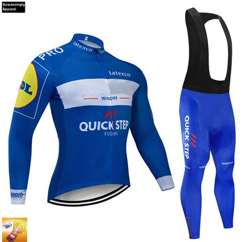 2019 Newest BLACK QUICK STEP Cycling Clothing Bike Jersey Mens Bicycle Clothes Autumn Team Cycling Jersey 9D Gel Bike Pants Set