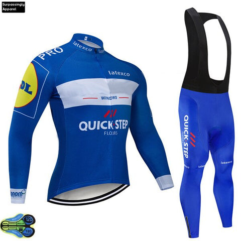 2019 Newest BLACK QUICK STEP Cycling Clothing Bike Jersey Mens Bicycle Clothes Autumn Team Cycling Jersey 9D Gel Bike Pants Set