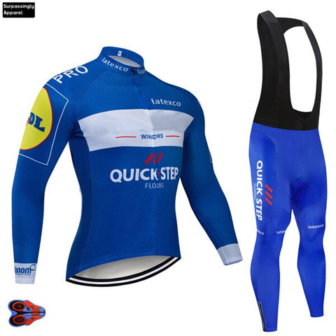 2019 Newest BLACK QUICK STEP Cycling Clothing Bike Jersey Mens Bicycle Clothes Autumn Team Cycling Jersey 9D Gel Bike Pants Set