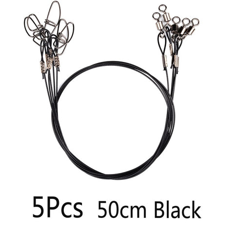 20PCS Anti Bite Steel Fishing Line Steel Wire Leader With Swivel Fishing Accessory Lead Core Leash Fishing Wire 15CM-50CM