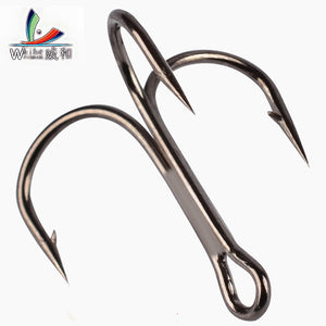 10pcs Fishing Hooks High Steel Carbon Material Treble Black Fishing Hook Round Folded Saltwater Bass 3/0 # -10 # Tackle Tools