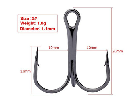 10pcs Fishing Hooks High Steel Carbon Material Treble Black Fishing Hook Round Folded Saltwater Bass 3/0 # -10 # Tackle Tools