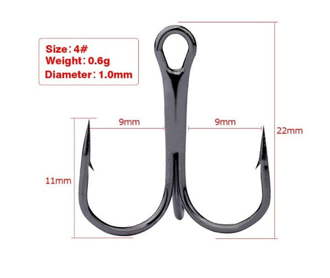 10pcs Fishing Hooks High Steel Carbon Material Treble Black Fishing Hook Round Folded Saltwater Bass 3/0 # -10 # Tackle Tools