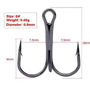 10pcs Fishing Hooks High Steel Carbon Material Treble Black Fishing Hook Round Folded Saltwater Bass 3/0 # -10 # Tackle Tools