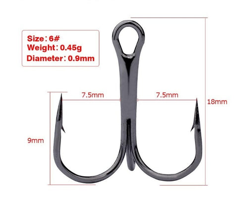 10pcs Fishing Hooks High Steel Carbon Material Treble Black Fishing Hook Round Folded Saltwater Bass 3/0 # -10 # Tackle Tools