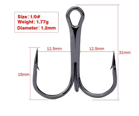 10pcs Fishing Hooks High Steel Carbon Material Treble Black Fishing Hook Round Folded Saltwater Bass 3/0 # -10 # Tackle Tools