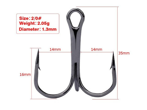 10pcs Fishing Hooks High Steel Carbon Material Treble Black Fishing Hook Round Folded Saltwater Bass 3/0 # -10 # Tackle Tools