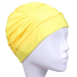 Free size Swimming Cap Long Hair Sports Swim Pool Hat Elastic Nylon Turban for Men & Women