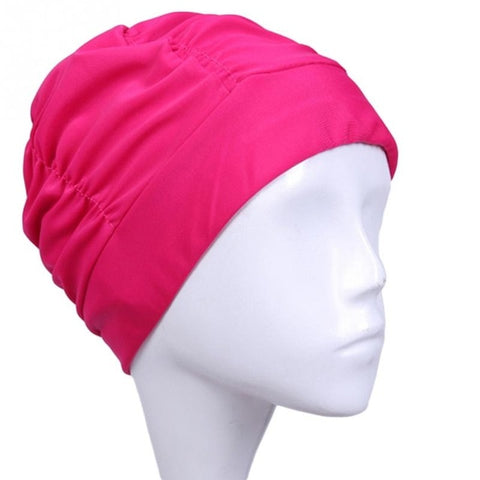 Free size Swimming Cap Long Hair Sports Swim Pool Hat Elastic Nylon Turban for Men & Women