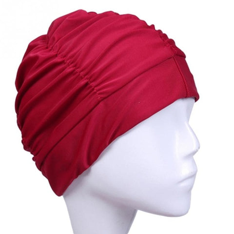 Free size Swimming Cap Long Hair Sports Swim Pool Hat Elastic Nylon Turban for Men & Women