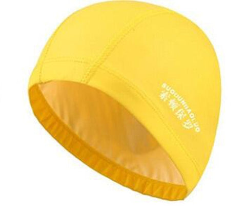 New 2019 Elastic Waterproof PU Fabric Protect Ears Long Hair Sports Swim Pool Hat Swimming Cap Free size for Men & Women Adults