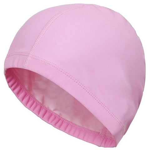 New 2019 Elastic Waterproof PU Fabric Protect Ears Long Hair Sports Swim Pool Hat Swimming Cap Free size for Men & Women Adults