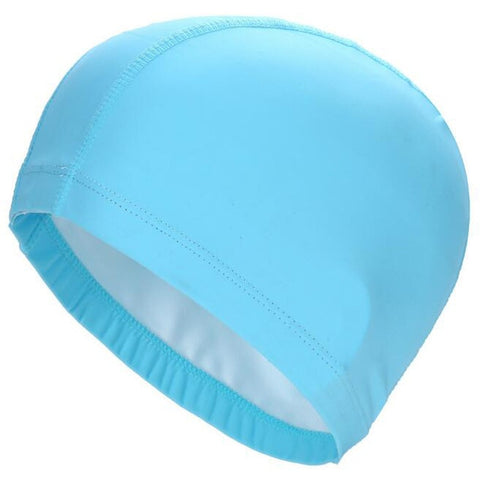 New 2019 Elastic Waterproof PU Fabric Protect Ears Long Hair Sports Swim Pool Hat Swimming Cap Free size for Men & Women Adults