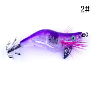 LED Electronic Plastic Shrimp Lure Luminous Squid Jig Octopus Luminous Fishing Lead Head Hooks New Arrival 6 Colors